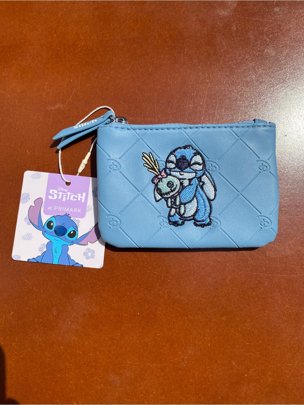 NWT Disney Light Blue Stitch Quilted Zip Coin Purse